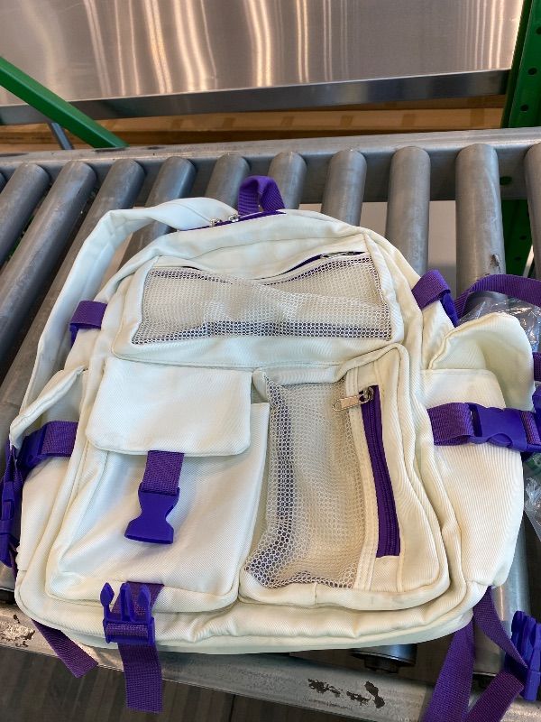 Photo 1 of *Minor Damaged* Eagerrich Cute Backpack with Cute Pin Accessories Plush Pendant for School Bag Student Girl Backpack Super-Capacity Waterproof Travel Backpack(White)