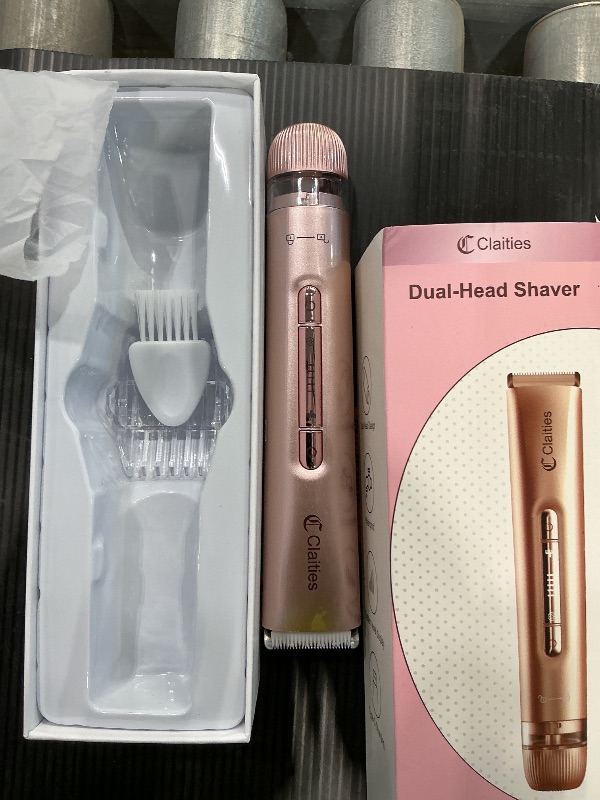 Photo 1 of 2 in 1 Women Electric Shaver Dual Head Bikini Trimmer for Women IPX7 Waterproof Wet & Dry Use Body Hair Trimmer and Facial Hair Remover for Bikini Underarm Leg Arm Body Face