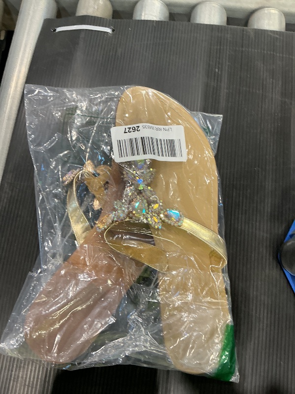 Photo 1 of ****SEE CLERKS NOTES****. Hinyyrin Women's Gold Rhinestone Wedding Sandals, Size 10.5, Dressy Flip-Flops