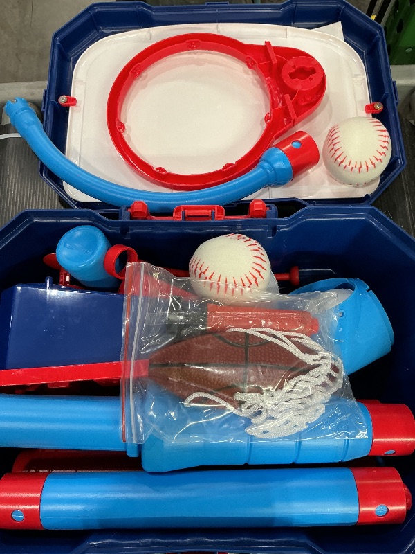 Photo 1 of 4 in 1 Basketball Hoop for Kids 1-3, 3-5, Toddler Basketball Goal and T Ball Set, Adjustable Basketball Hoop, Indoor Outdoor Sports Toys, Birthday Gifts for Kids Boys 1 2 3 4 5 Years Old