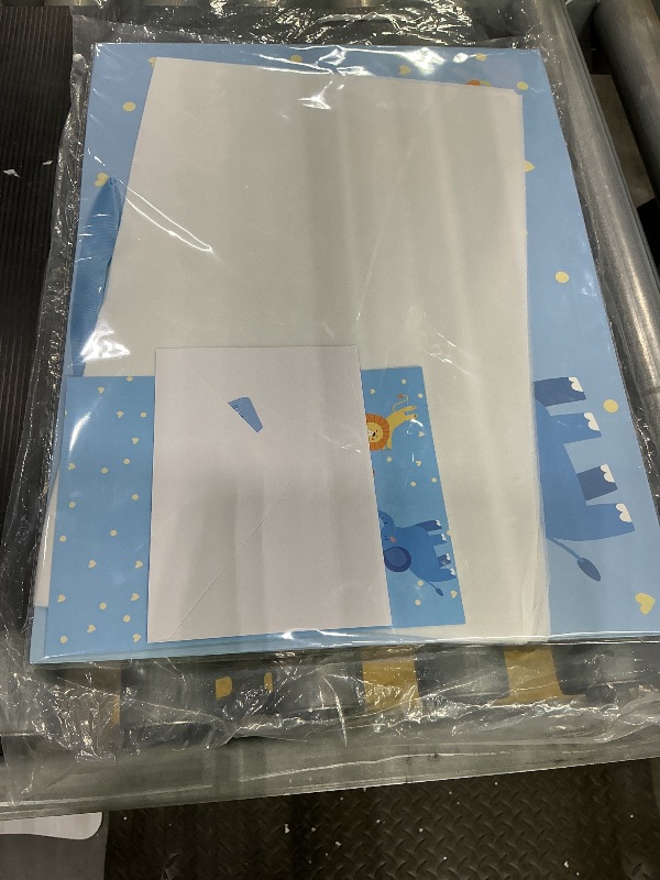 Photo 1 of 16.5'' Extra Large Baby Boy Gift Bag Set with Handles, Greeting Card, Tissue Papers and Stickers for Boys Kids Teens, for Baby Boy, Baby Shower, Kids Birthday Party, Newborn, New Moms or Parents, Elephant and Lion Design, 1 Pcs