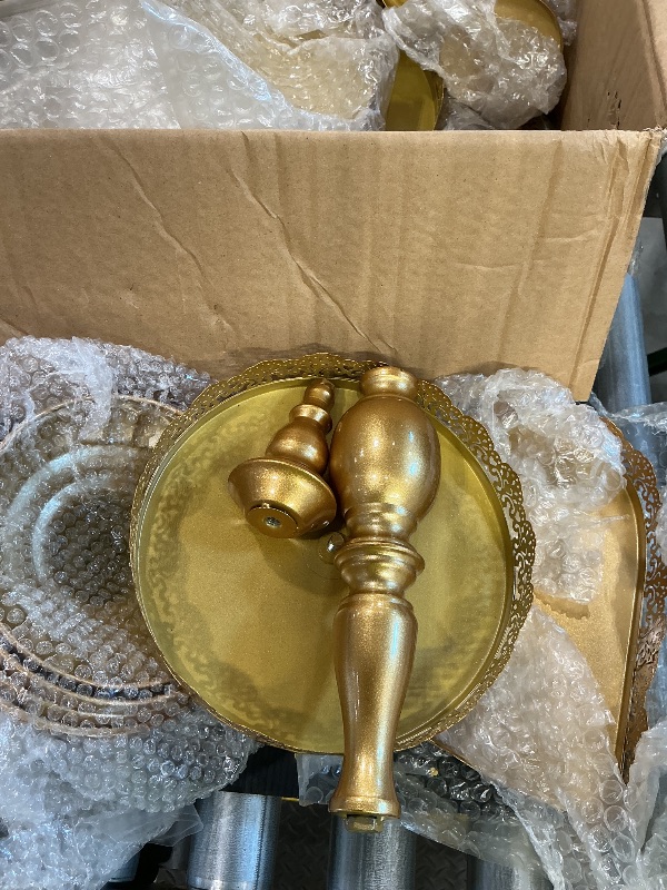 Photo 1 of ***SEE CLERK COMMENTS *** JALANCY Set of 9 Cake Stands Metal Cupcake Stand Set Multiple Styles Candy Fruit Display Tower Dessert Plate Cake Serving Tray for Birthday Party Wedding Anniversary Baby Shower Engagement (Gold)