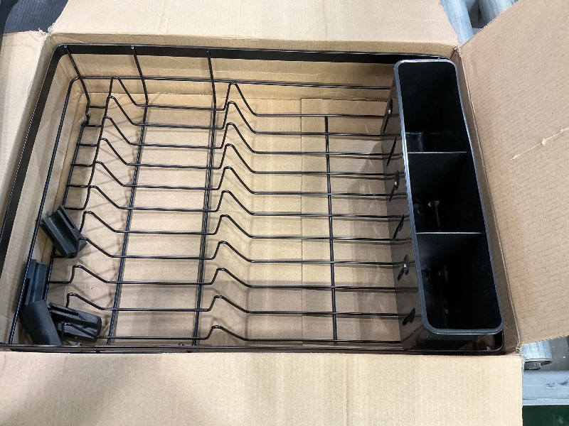 Photo 1 of ***SEE CLERK COMMENTS *** Dish Drying Rack for Kitchen Counter - Large Dish Rack with Drainboard, Rustproof Dish Drainer with Utensil Holder for Sink, Black