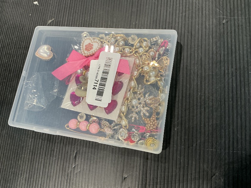 Photo 1 of *Missing Parts*
DoDoBeads 87 Pcs Junk Socks Charms Kit, Gold and Pink Charms for Socks, Brooches and Pins for Women, ShoeCharms with Bows, Sneakers DIY Kit with Pearls Rhinestones Chains