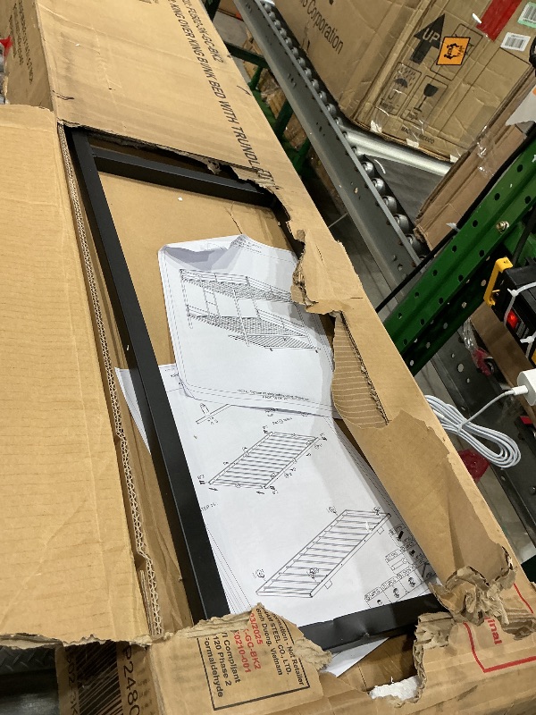 Photo 1 of *PARTIAL SET*
PVWIIK King Over King Bunk Bed with Trundle and Ladder for Kids,Adult,Teenagers,Heavy Duty Metal Bunk Bed w/Full Length Guardrail for Dorm,Bedroom,Guest Room,No Box Spring Needed,Black