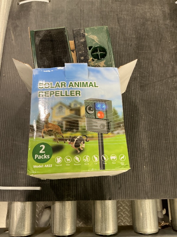 Photo 1 of ***SEE CLERK COMMENTS*** 2 Packs Solar Animal Repeller Ultrasonic, Cat Repellent Outdoor with USB Recharging, Waterproof Ultrasonic Deer Repellent Motion Activated Repel Dog, Squirrel, Deer, Raccoon, Skunk, Rabbit