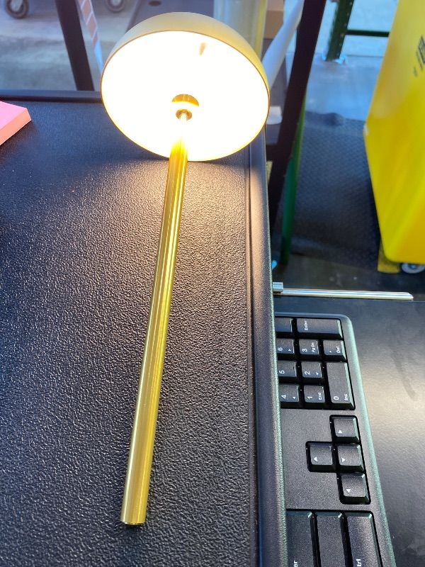 Photo 1 of ***MISSING PARTS*** JONEMO Rechargeable Cordless Table Lamp - 5000mAh Battery Operated Table Light, 3 Color Stepless Dimmable LED Table Lamp with Memory Function for Indoor, Outdoor, Dinner, Home, Restaurant.(Gold)