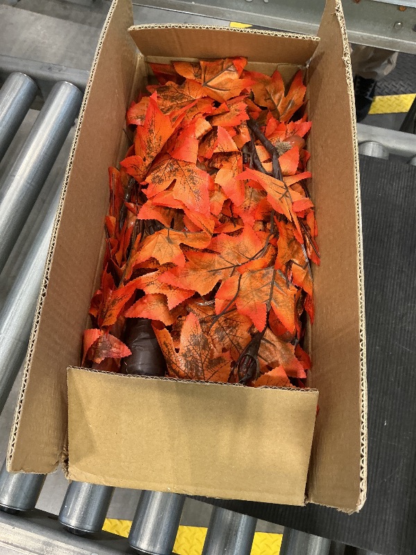 Photo 1 of 2 Pack 4FT 60LED Lighted Maple Tree - Fall Thanksgiving Decor Artificial Tree with 6 Acorns 120 Leaves, Remote 8 Flashing Modes, Timing, DC 5V Safe for for Indoor Outdoor Harvest Decor