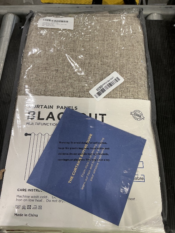 Photo 1 of 100% Blackout Shield Linen Blackout Curtains for Bedroom 96 Inches Long, Back Tab/Rod Pocket Living Room Drapes, Thermal Insulated Blackout Curtains 2 Panels Set, 50" W x 96" L, Faux Linen