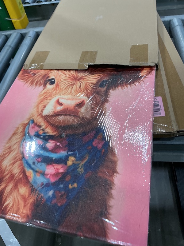 Photo 1 of *Factory Sealed*
Cute Highland Cow Baby Canvas Wall Art Cowboy Baby Calf Pink Western Wall Decor Picture Trendy Preppy Aesthetic Poster Print Eclectic Funky Girly Bedroom Decoration 16x24in