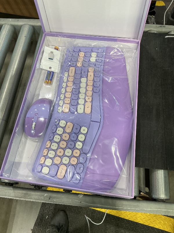 Photo 1 of *Untested*
Wireless Ergonomic Keyboard and Mouse Combo with PU Wrist Rest, Carpal Tunnel Keyboard, 2.4G Colorful Split Ergo Keyboard, Comfortable Natural Typing, Compatible with PC/Laptop (Purple)