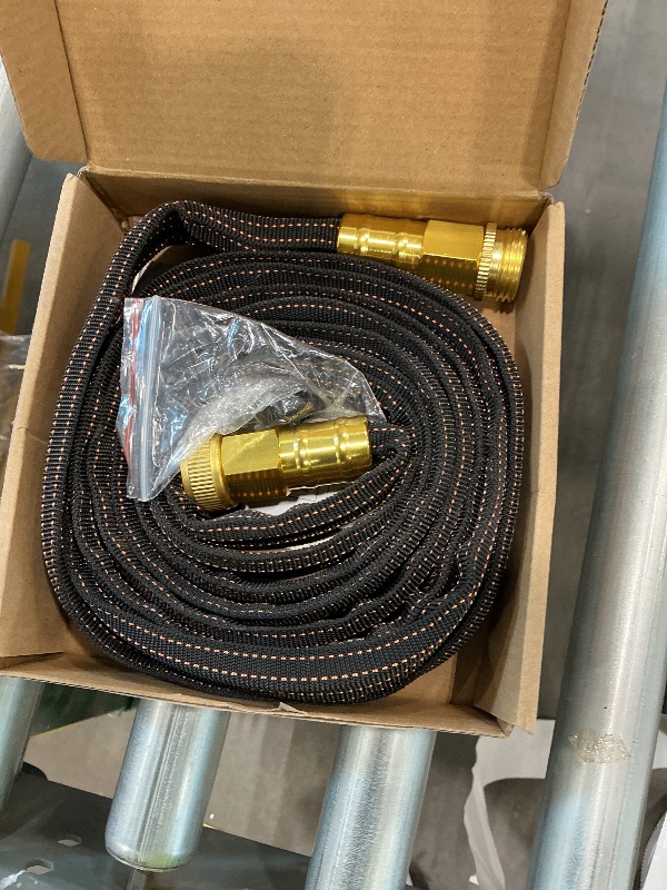 Photo 1 of 10FT Lightweight Flexible Garden Hose,Non-Slip,Solid Brass Fitting Water Hose for Boats,RV,Marine Washdown, Lawn,Gardening,Leakproof (OrangeBlack,10 FT)