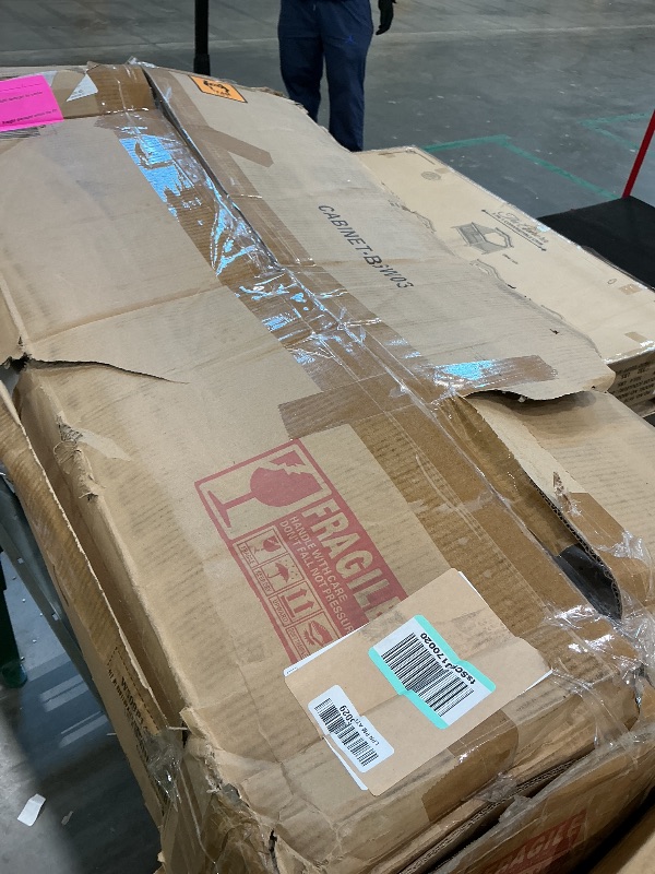 Photo 1 of ***SELLING FOR PARTS*** ***READ CLERK NOTES*** Wakefit 42'' Vanity Desk with Mirror and Lights, White Makeup Table with Power Outlet, Large Dressing Desk with Drawers and Cabinet, LED Light with 3 Color Modes and Adjustable Brightness