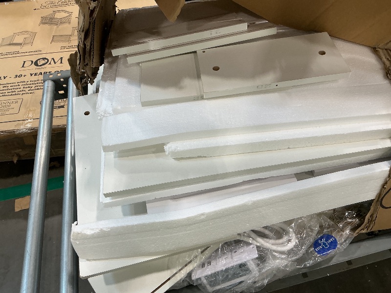 Photo 1 of ***SELLING FOR PARTS*** ***READ CLERK NOTES*** Wakefit 42'' Vanity Desk with Mirror and Lights, White Makeup Table with Power Outlet, Large Dressing Desk with Drawers and Cabinet, LED Light with 3 Color Modes and Adjustable Brightness