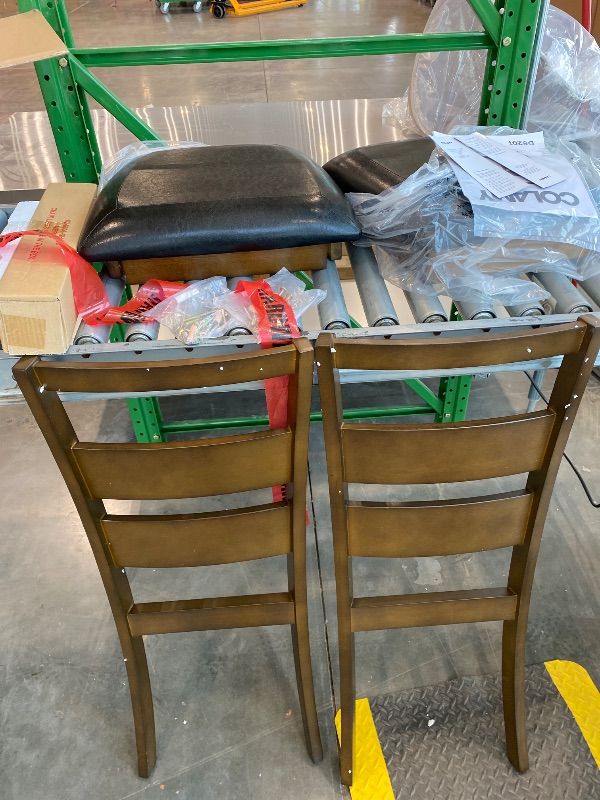 Photo 1 of *ONLY 2 CHAIRS** *Partial Set* COLAMY Rectangle Wooden Dining Room Set for 2, Mid Century Modern Kitchen Table and PU Leather High Back Dining Room Chair for Home, Saving Space, BlackBrown, 2 chairs