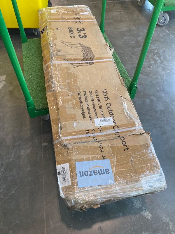 Photo 1 of *PARTIAL SET***PeakPursuit Metal Carport, 10x15 FT Outdoor Car Port Canopy with Galvanized Steel Roof and Reinforced Base, Heavy Duty Garage Car Shelter Shade for SUV, Truck, Boats ***BOX 1/3****