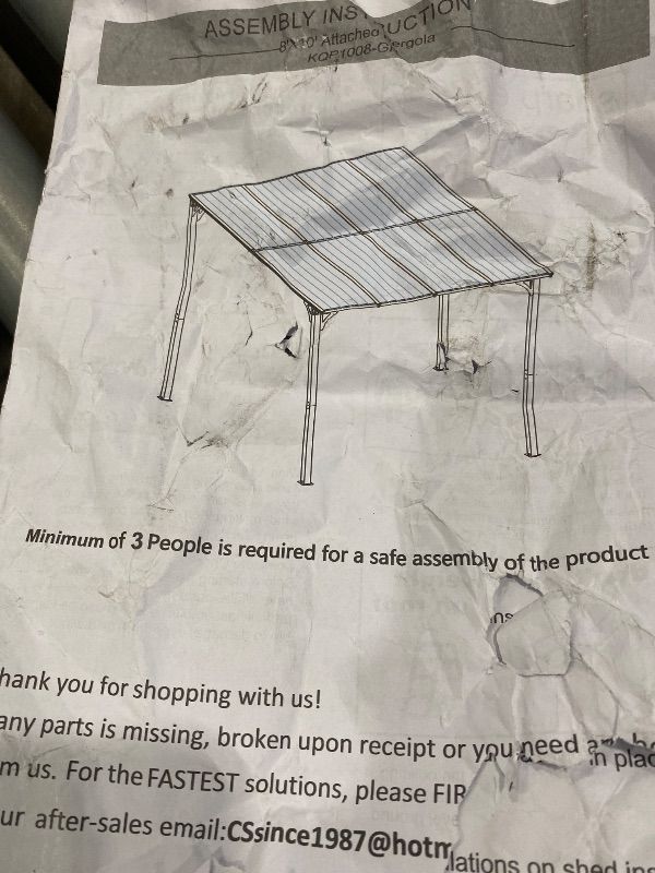 Photo 1 of **UNKNOWN MISSING PARTS*** Shintenchi 8 x 10FT Wall-Mounted Metal Gazebo Pergola,Outdoor Sloped Roof Hardtop Patio Gazebo,Heavy Duty Awnings for Patio,Backyard,Deck,Garden