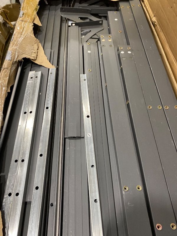 Photo 1 of **UNKNOWN MISSING PARTS*** Shintenchi 8 x 10FT Wall-Mounted Metal Gazebo Pergola,Outdoor Sloped Roof Hardtop Patio Gazebo,Heavy Duty Awnings for Patio,Backyard,Deck,Garden