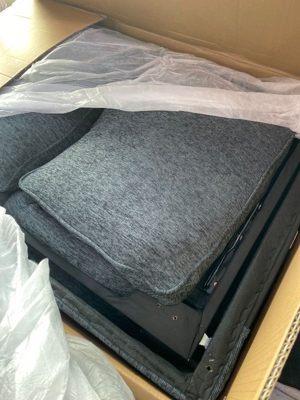 Photo 1 of *PARTIAL SET**L-Shaped Pull Out Sleep Sofabed,Modern Reversible Sleeper Sectional Sofa Chenille Upholstered Button Tufted Decor with Storage Chaise, Drop-Down Table, Cup Holders and Charging Ports (USB & Type-C) ***BOX 1/3****