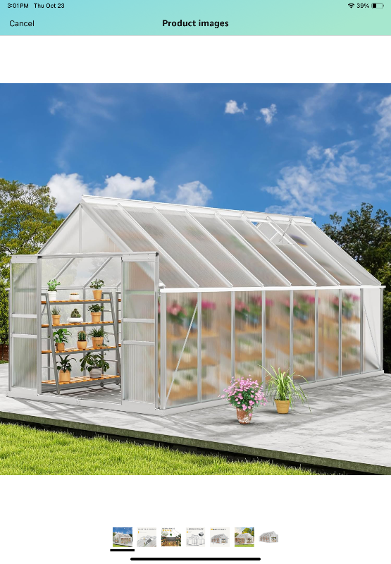 Photo 1 of **ITEM COULD BE MISSING PARTS**
8x16 FT Polycarbonate Greenhouse,Large Walk-in SturdyOutdoor Aluminum Frame Greenhouse with Roof Vent, Lockable Push Door,for Garden, Backyard, Patio & Lawn(Black)