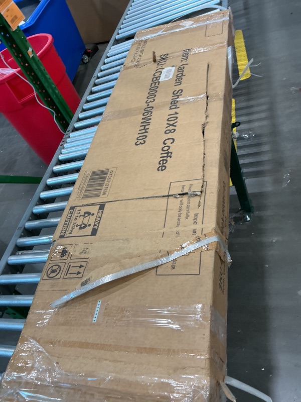 Photo 1 of 10' x 8' XL Outdoor Storage Shed, Sturdy Metal Building w/Lockable Doors for Garden, Backyard, Poolside and Lawn, Brown+White