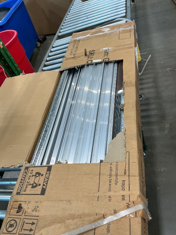 Photo 1 of 10' x 8' XL Outdoor Storage Shed, Sturdy Metal Building w/Lockable Doors for Garden, Backyard, Poolside and Lawn, Brown+White