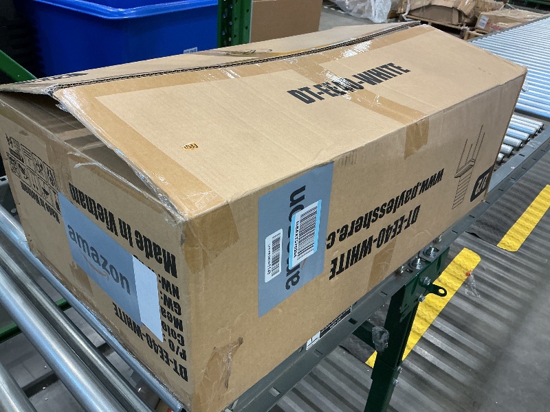 Photo 1 of ***PARTIAL SET*** ***READ CLERK NTOES*** FDW | 5-Piece Dining Table Set | White | Glass Kitchen Table with 4 Upholstered Chairs and Faux Leather Cushions | Space-Saving and Modern Design | for Dining Room, Easy to Assemble