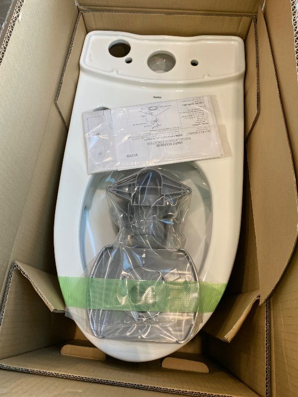 Photo 1 of *Partial Set* TOTO® Aquia IV® Arc Two-Piece Elongated Dual Flush 1.28 and 0.9 GPF Universal Height Toilet with CEFIONTECT®, WASHLET®+ Ready, Cotton White - MS448124CEMFGN#01 BOX 1 of 3