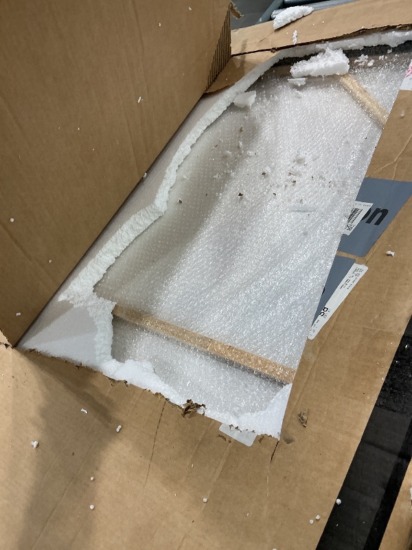 Photo 1 of *Minor Damaged - Check clerk notes*
Signature Design by Ashley Vallrow Abstract Rectangular Abstract Framed Hand-painted Wall Art 40 x 50 Inches, Light Brown & White