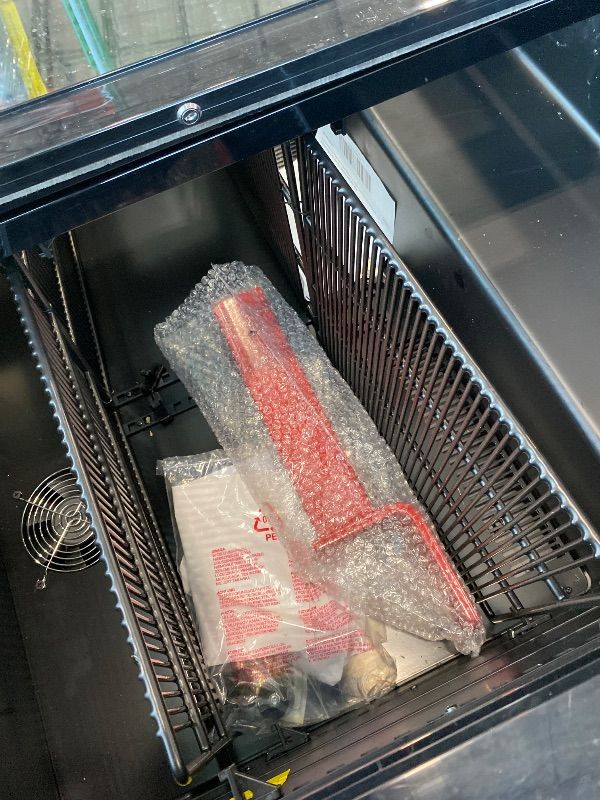 Photo 1 of *Missing Parts**Major Damaged*
 Commercial Back Bar Cooler with 3 Glass Sliding Doors, 11.5 cu.ft Under Counter Beverage Refrigerator, LED Lighting - ETL Beer and Wine Cooler for Bar, Restaurant, Garage, Office, Home