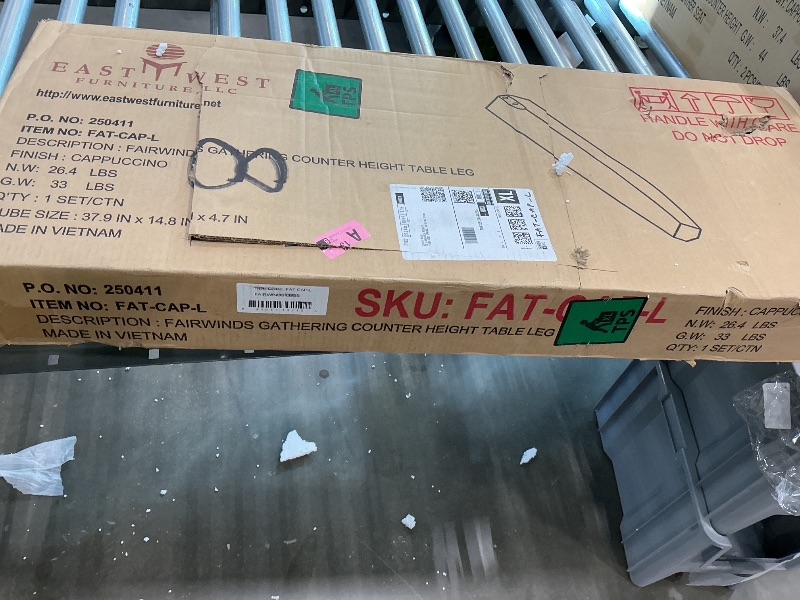 Photo 1 of ***PARTIAL SET*** ***SEE CLERK NOTES***East West Furniture FAIR7-CAP-LC 7 Piece Counter Height Dining Table Set Consist of a Square Wooden Table with Pedestal and 6 Faux Leather Kitchen Dining Chairs, 54x54 Inch, Cappuccino