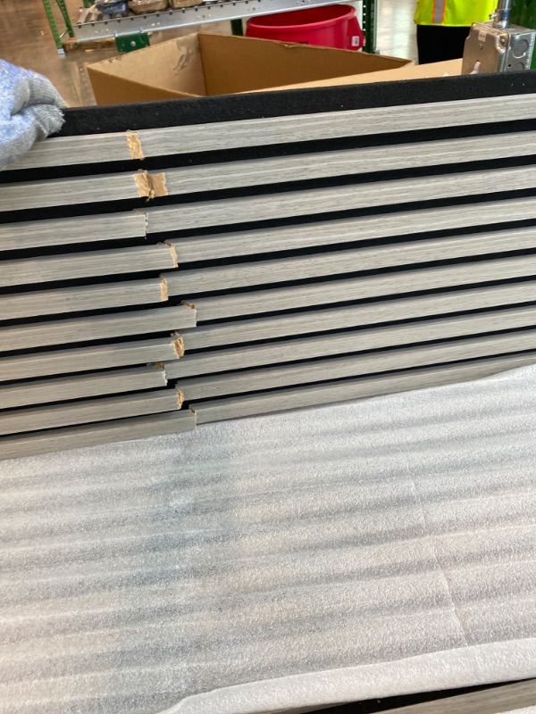 Photo 1 of ***MAJOR DAMAGE*** Art3d 2-Pack 108" x 12" Acoustic Wood Panels for Wall, Soundproof Wood Slat Panel for Wall and Ceiling, 3D Fluted Sound Absorbing Paneling for Interior Wall Decor, Living Room, Bedroom - Smoky Oak