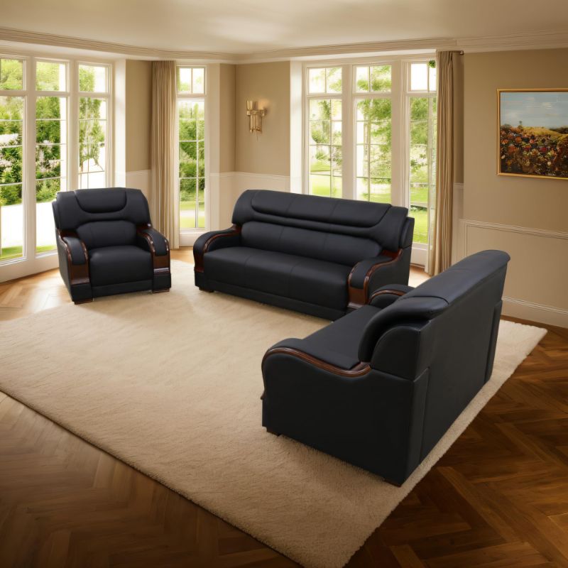 Photo 1 of 57'' Loveseat+38'' Accent Chair with Armrests for Living Room Furniture, Office, Apartment, Lounge Room Black