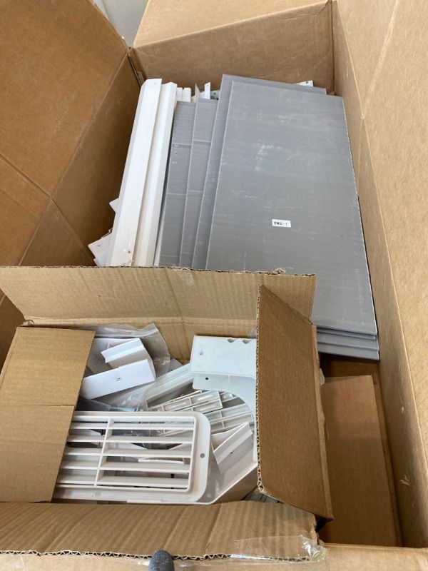 Photo 1 of ***PARTIAL SET*** ***SELLING FOR PARTS*** 6x5 FT Outdoor Storage Resin Shed with Floor, Waterproof Plastic Garden Tool Shed with Windows, Vents & Lockable Door and Sloped Roof, Easy to Assemble Bike Shed for Patio, Backyard, Lawn, Grey