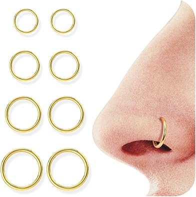 Photo 1 of ***SIMILAR***

BodyBonita 4/5/8 pcs 16G/18G/20G 316L Surgical Steel Hinged Nose Rings Hoops Lip Septum Rings Helix Conch Rook Cartilage Tragus Earrings Piercing Jewelry Black Silver Gold Plated Nose Rings Women Men

