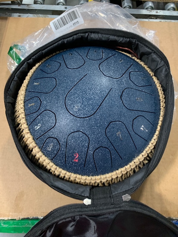 Photo 1 of ** SOLO DRUM ** HOPWELL Steel Tongue Drum - 13 Inches 15 Notes Tongue Drum - Hand Pan Drum with Music Book, Handpan Drums Mallets and Carry Bag, D Major (Navy Blue)