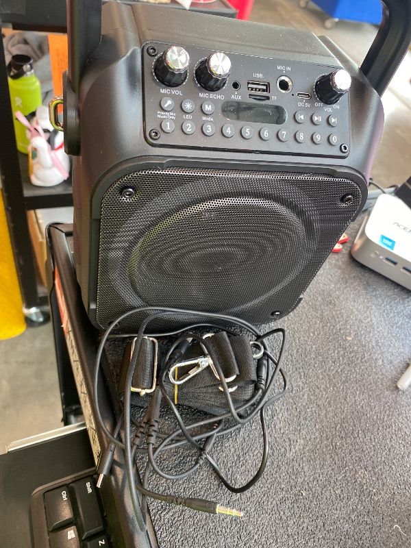 Photo 1 of **Missing Parts**
Karaoke Machine, Portable Bluetooth Speaker for Adults & Kids with Lights, Karaoke Microphone with PA System Supports USB/TF/REC/FM/AUX for Home Party Home System Packages