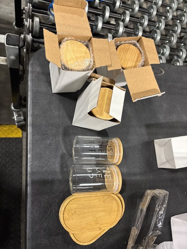 Photo 1 of ***MISSING ONE HOLDER**
Tessco 6 Pcs Cotton Ball Holder Apothecary Jars with Lids Glass 3 Pcs Bamboo Tray Oval Plate Bathroom Decor Clear Cotton Ball Holder Bathroom Organizer Countertop Bathroom Storage Containers