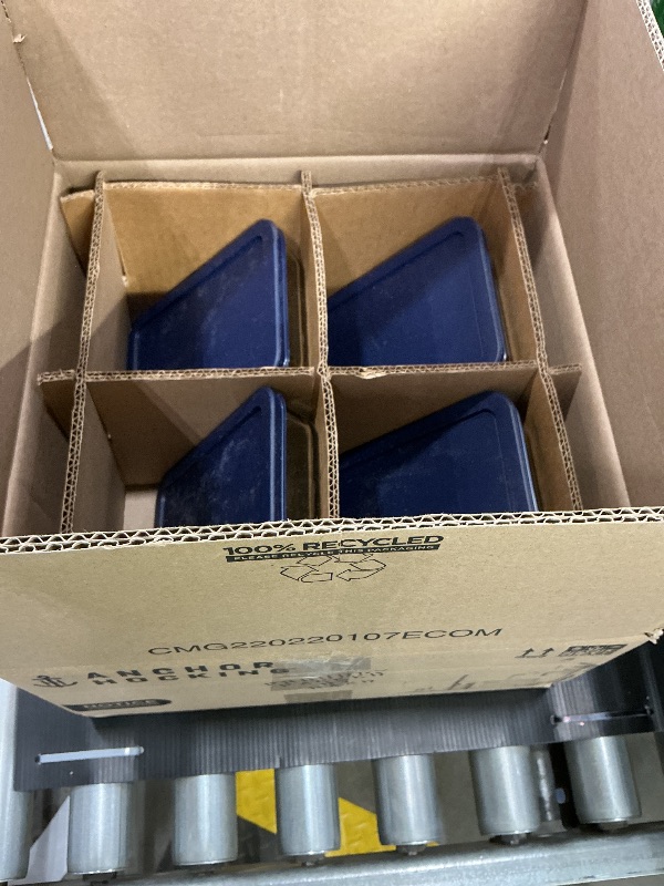 Photo 1 of ***SEE CLERK COMMENTS*** Anchor Hocking SnugFitTM Rectangular Food Storage Containers with Lids (4-Piece, 3-cup, Navy Blue, oven-safe)