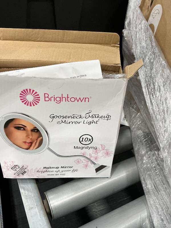 Photo 1 of 10x Magnifying Mirror with Light, Flexible Gooseneck Make up Mirror with Lights and Magnification, Battery Operated Cordless with Suction Cups for Wall Bathroom