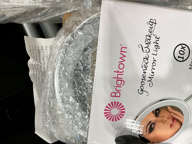 Photo 1 of 10x Magnifying Mirror with Light, Flexible Gooseneck Make up Mirror with Lights and Magnification, Battery Operated Cordless with Suction Cups for Wall Bathroom