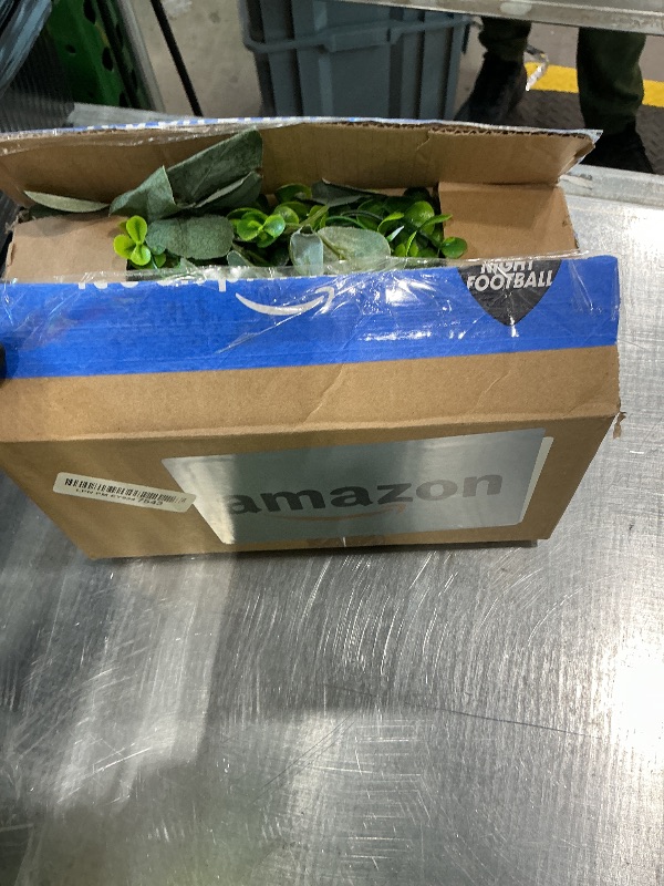 Photo 1 of 2Pcs Eucalyptus Garland with Lights, Greenery Garland, Green Garland with Flowers, 5.9FT Artificial Faux Eucalyptus Leaves Vines for Table Mantle Home Wedding Party Indoor Outdoor Decor