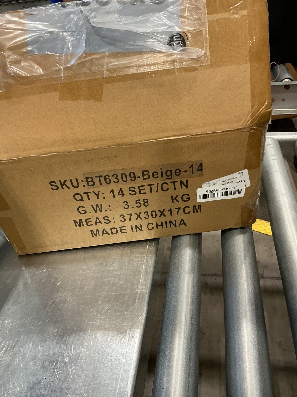 Photo 1 of 14Pcs Outdoor Cushion Covers Replacement Splashproof UV-Resistant Inelastic Covers with Zippers,25×25×3.15 Inch Patio Cushion, for 7 Pcs Outdoor Patio Furniture Sets (Beige, 25×25×3.15 Inch)