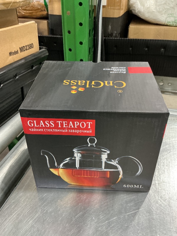Photo 1 of ** MISSING TOP ** CNGLASS Glass Teapot Stovetop Safe,Clear Teapot with Removable Infuser 20.3 oz,Loose Leaf and Blooming Tea Maker