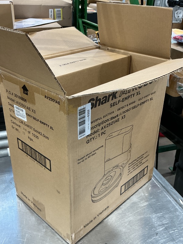 Photo 1 of ***MISSING PARTS*** ***READ CLERK NOTES*** Shark AV2501AE AI Robot Vacuum with XL HEPA Self-Empty Base, Bagless, 60-Day Capacity, LIDAR Navigation, Perfect for Pet Hair, Compatible with Alexa, Wi-Fi Connected, Carpet & Hard Floor, Black