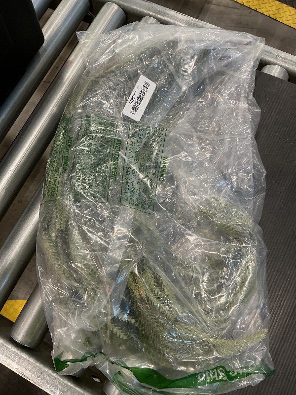 Photo 1 of 2 Pcs Artificial Christmas Snow Teardrop Swag, 28" Faux Glitter Snow Flocked Norfolk Pine Teardrop Door Swag, White Frosted Real Touch Pine Wreath Staircase Swags for Xmas Door Mantle Fireplace Decor