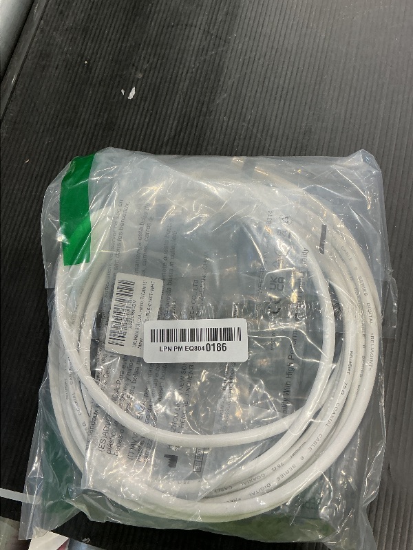 Photo 1 of 15ft, White RG6 Coaxial Cable with F Connector, F81 Female Extender Adapter, Low Loss High Speed Coax Cable Cord Extender for HD TV, Dish, Satellite, Antenna, TV Cable 15'
