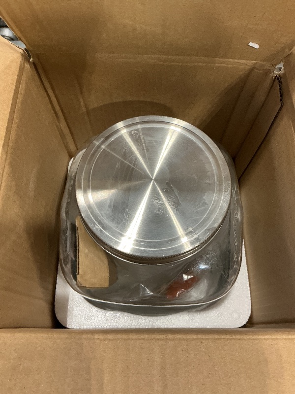 Photo 1 of 1 Gallon Glass Beverage Dispenser with Lid, Stainless Steel Spigot, Glass Drink Dispensers for Parties, Lemonade Dispenser With Ice Cylinder for Weddings, Party,Sun Tea Jar, Water Juice Dispensers