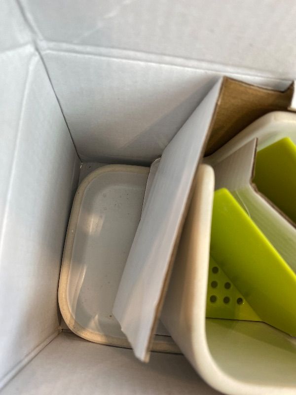 Photo 1 of *Minor Damaged*USED*
Full Circle Stash, Ceramic Kitchen Sink Caddy, Stylish Modular Sponge Holder & Dish Brush Organizer, Green and White, 11"