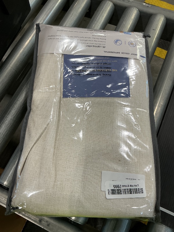 Photo 1 of 100% Blackout Shield Linen Blackout Curtains for Bedroom 84 Inches Long, Back Tab/Rod Pocket Living Room Drapes, Thermal Insulated Blackout Curtains 2 Panels Set, 50" W x 84" L, Cream